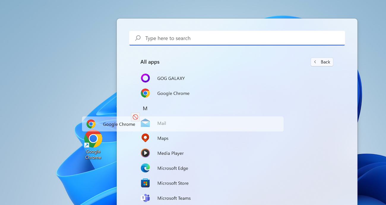 Dragging Chrome to the desktop