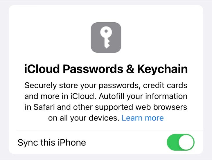 Enable password syncing on iPhone
