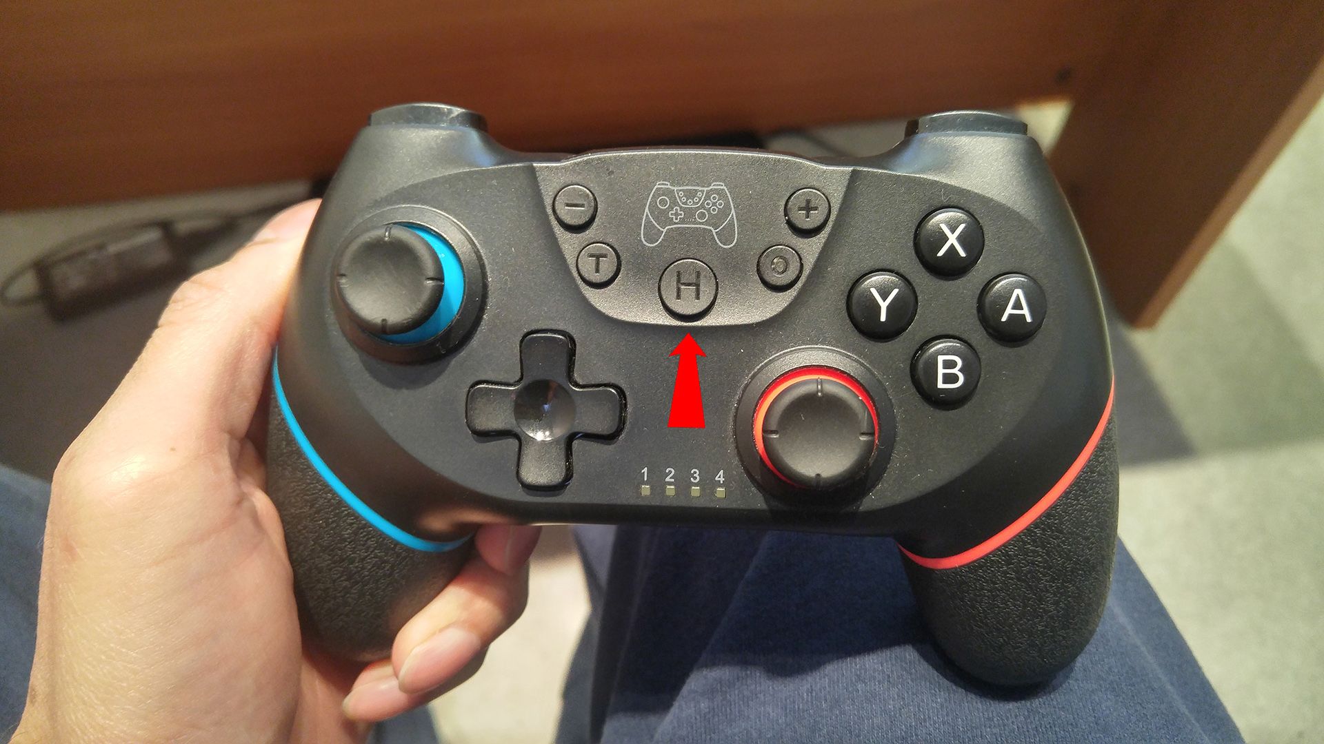 The front of a third-party Nintendo Switch controller.