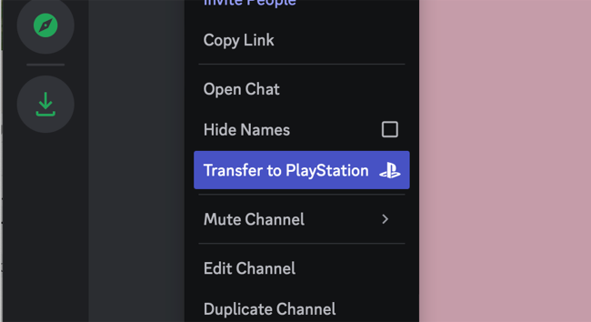 Transfer to PS5 using Discord web interface