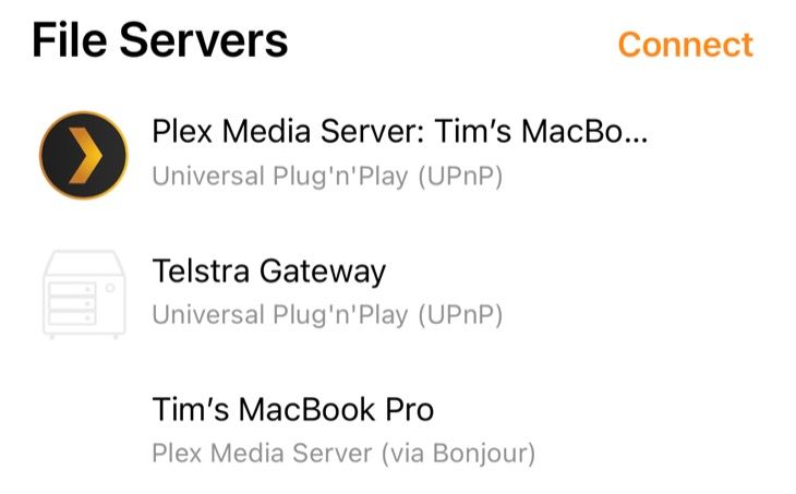 Access Plex UPnP server on VLC for iOS