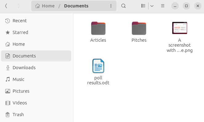 The Files browser showing thumbnails and file icons
