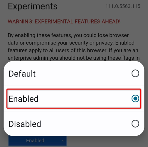 Select "Enabled" in the menu.