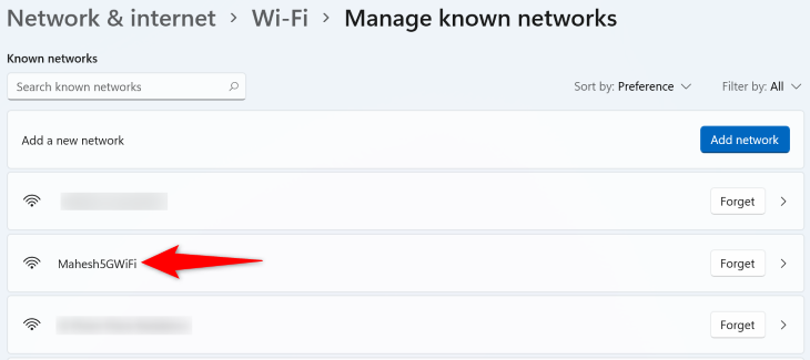 Choose the Wi-Fi network.