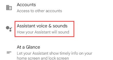 Select "Assistant Voice and Sounds."