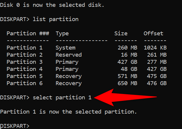 Select the partition.