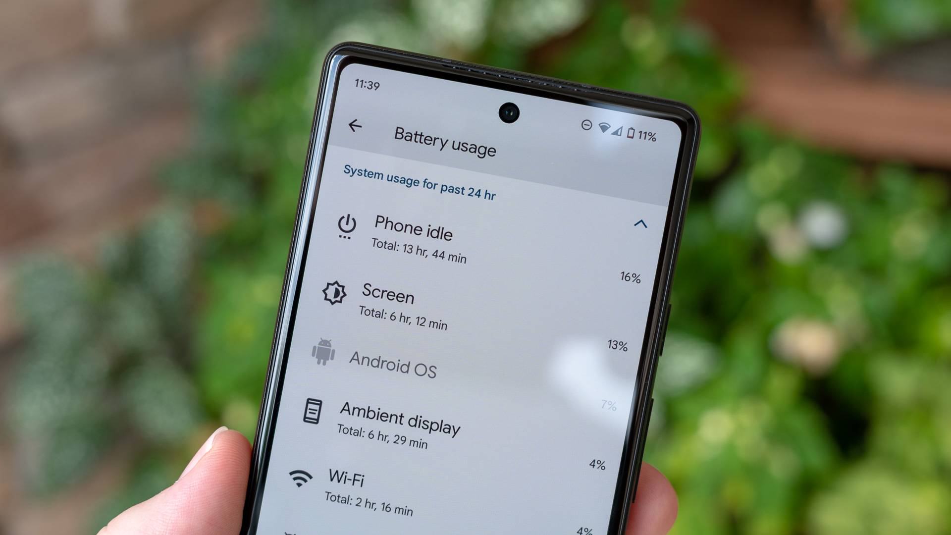 Battery menu on the Google Pixel 6a