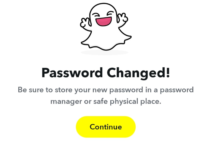 Snapchat password successfully changed.