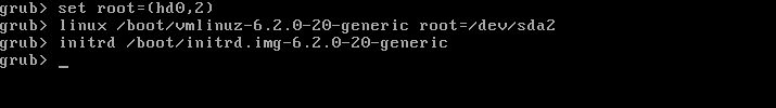 Setting the boot parameters inthe GRUB shell