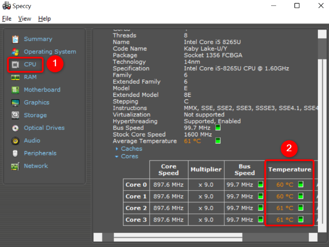 View each CPU core temp with Speccy.