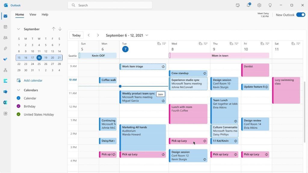 Calendar in new Outlook for Windows