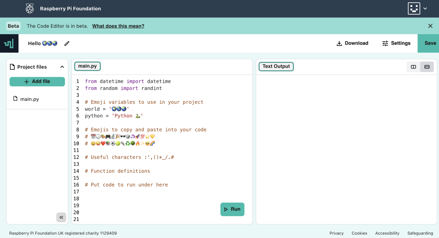 Raspberry Pi Code Editor screenshot