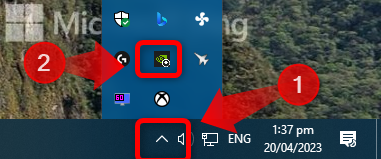 Open GeForce Experience by clicking on the Show Hidden Icons button on the Taskbar and then double click the GeForce experience icon