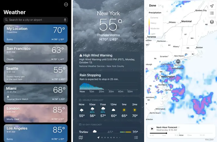 Apple Weather app.