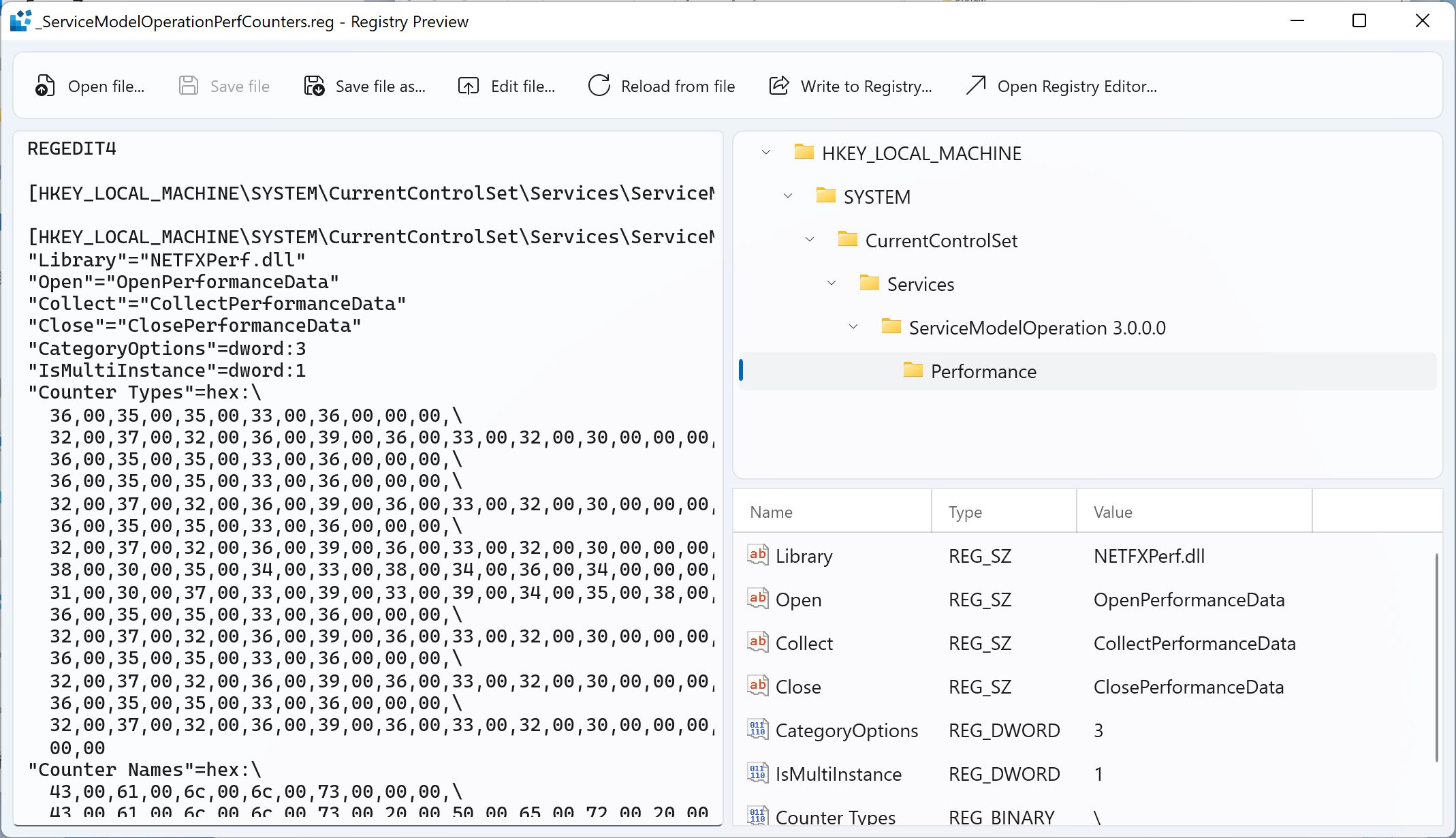 Screenshot of a registry file in PowerToys