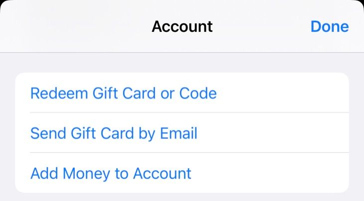Choose "Redeem Gift Card or Code" from the options