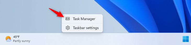 Right-click the taskbar and select 