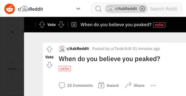 Post marked as &ldquo;NSFW&rdquo; on r/AskReddit