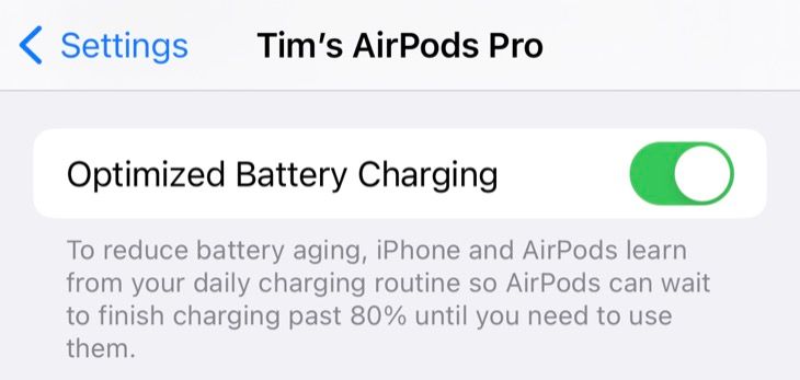 Enable Optimized Charging for AirPods