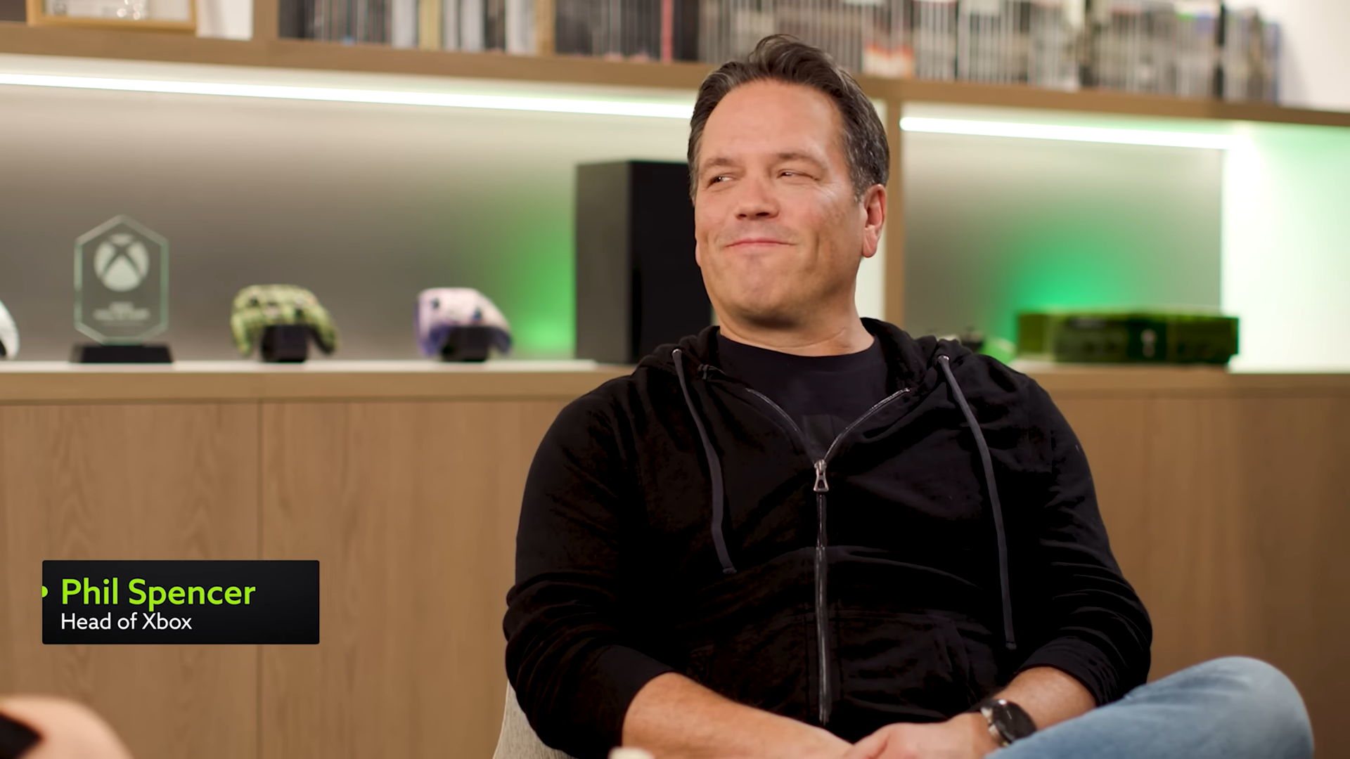 Phil Spencer sitting down during an interview.