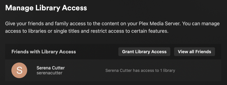 Grant access to your Plex Library