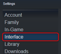 Click "Interface" in the left-hand pane of the Settings menu.