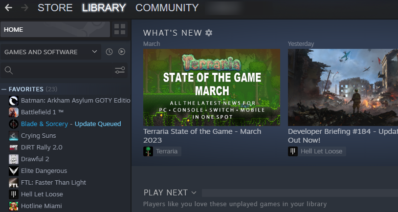 Steam library staying in place.