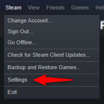 Click "Steam" at the top of the Steam client and choose "Settings."