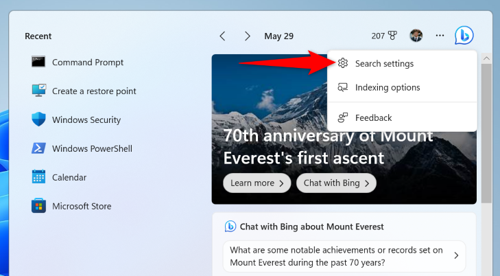 Select &ldquo;Search Settings&rdquo; in the menu.