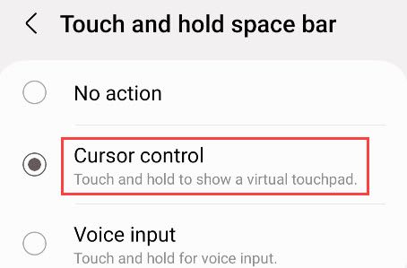 Samsung Keyboard cursor control.