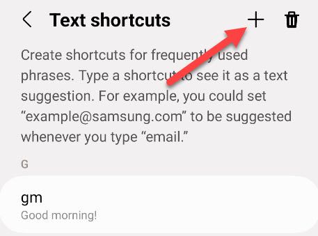 Samsung Keyboard text shortcuts.