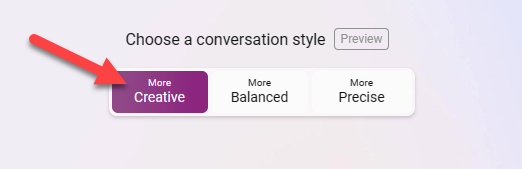 Bing Chat &ldquo;Creative&rdquo; conversation style.