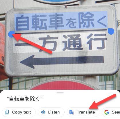 Select text and tap "Translate."