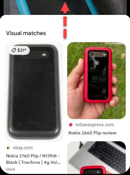 Google Lens product search results.