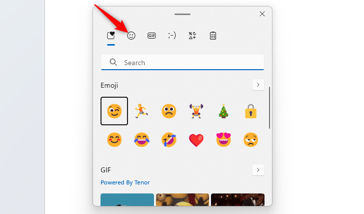 Click the Emoji icon in the pop-up dialog to see all emoji.
