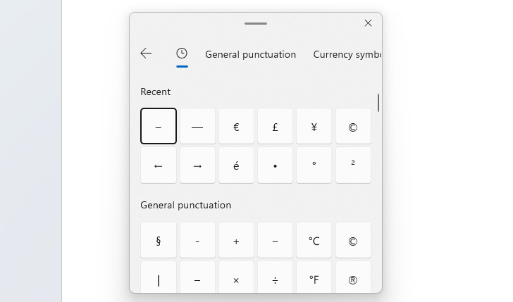Use the Symbol picker to insert special characters in text.