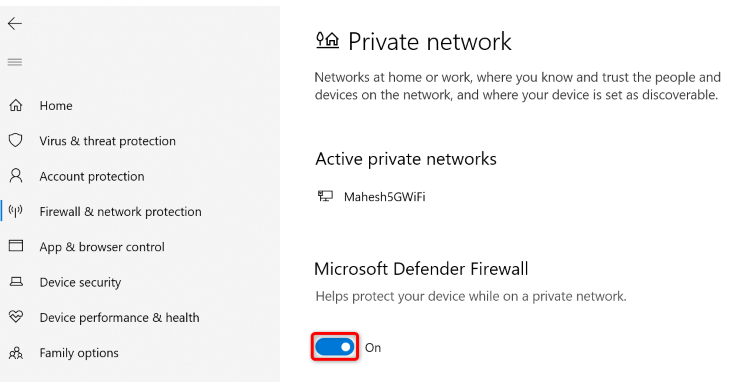 Disable &ldquo;Microsoft Defender Firewall.&quot;
