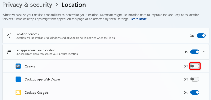 Disable location access for various apps.