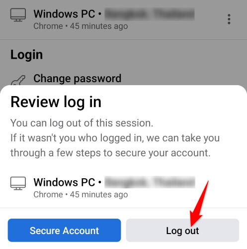 Tap "Log Out."