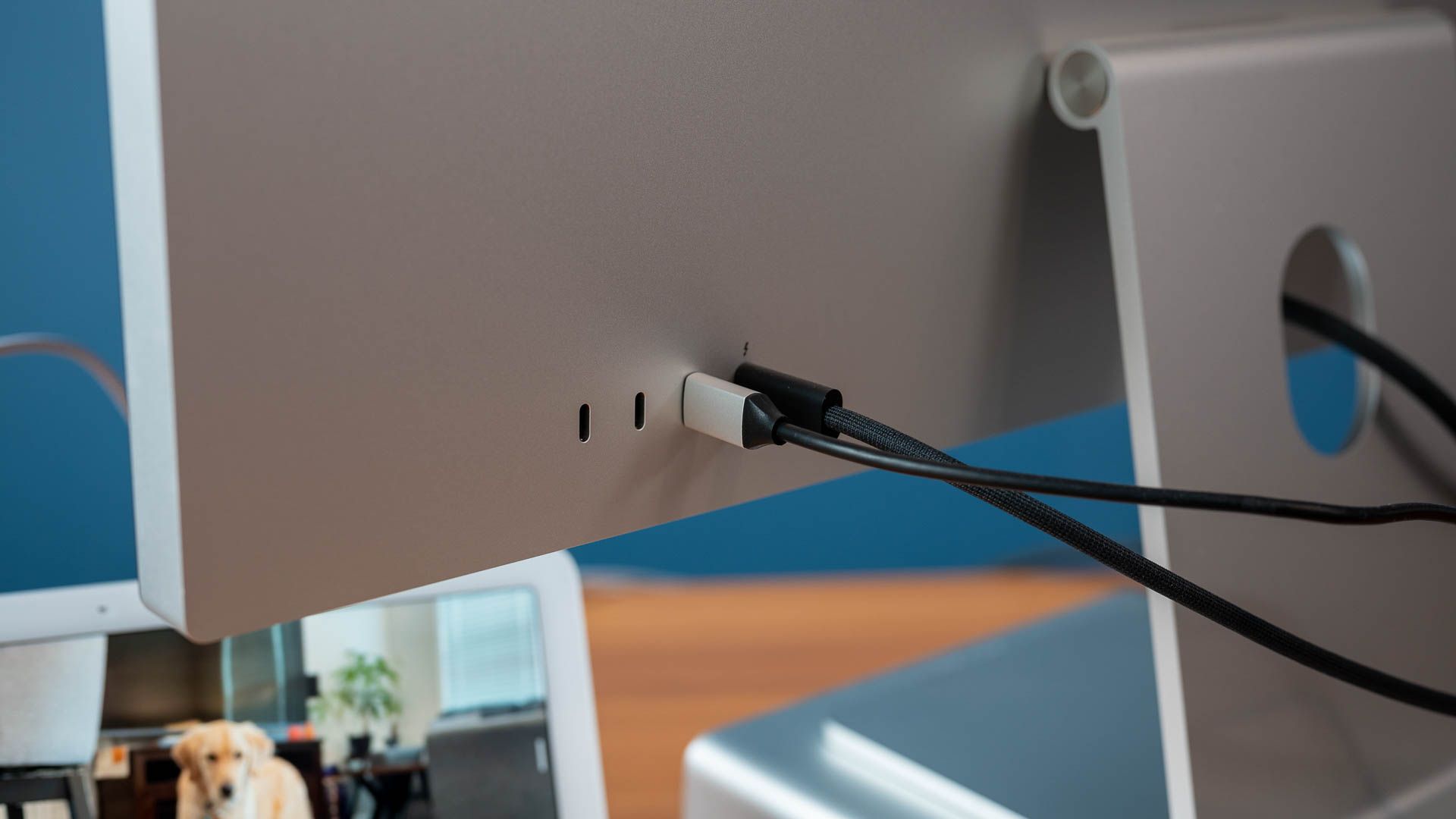 Satechi Type-C Monitor Stand Hub plugged into an Apple Studio Display