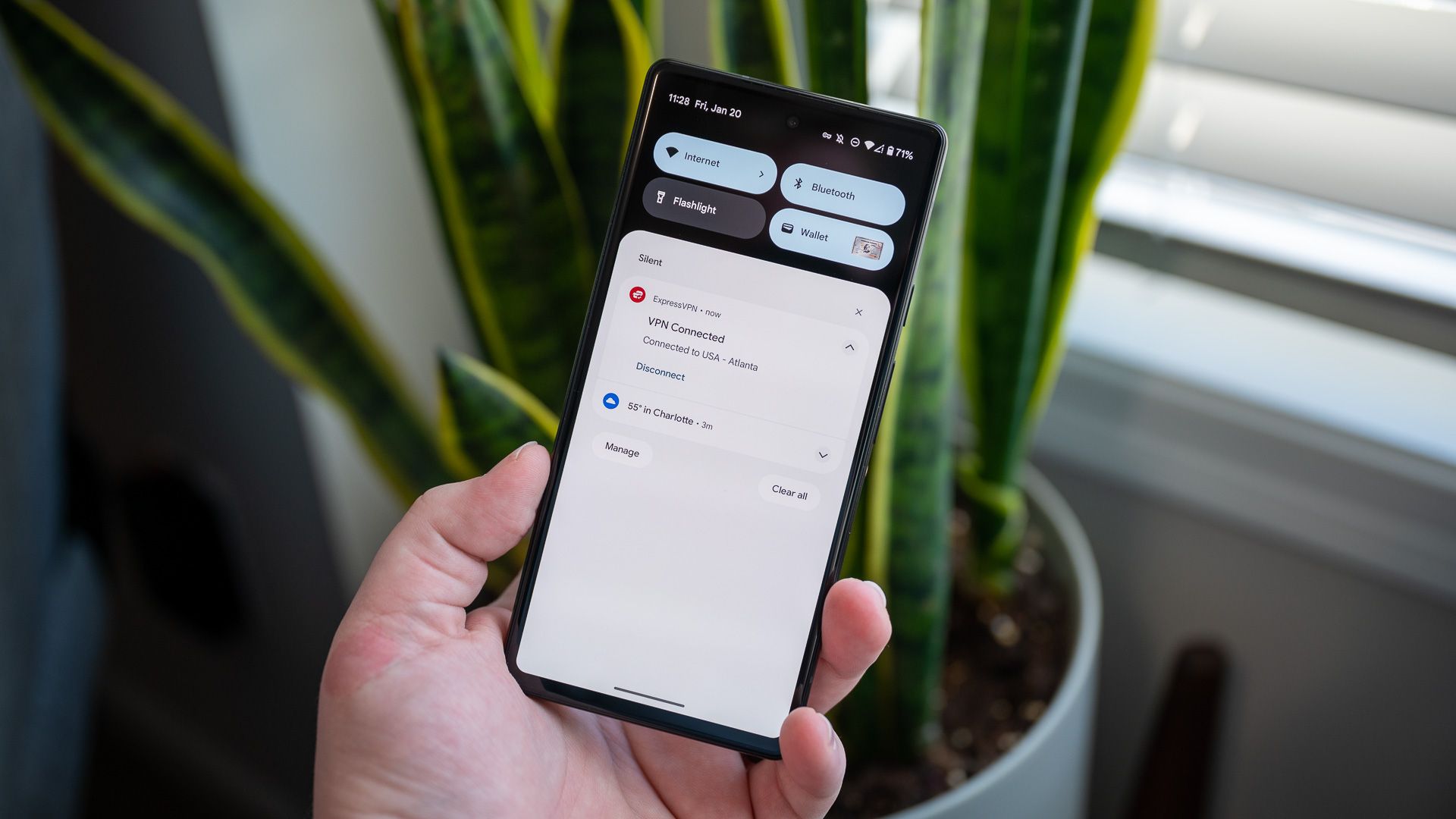 ExpressVPN Connected Android notification on a Google Pixel 6A
