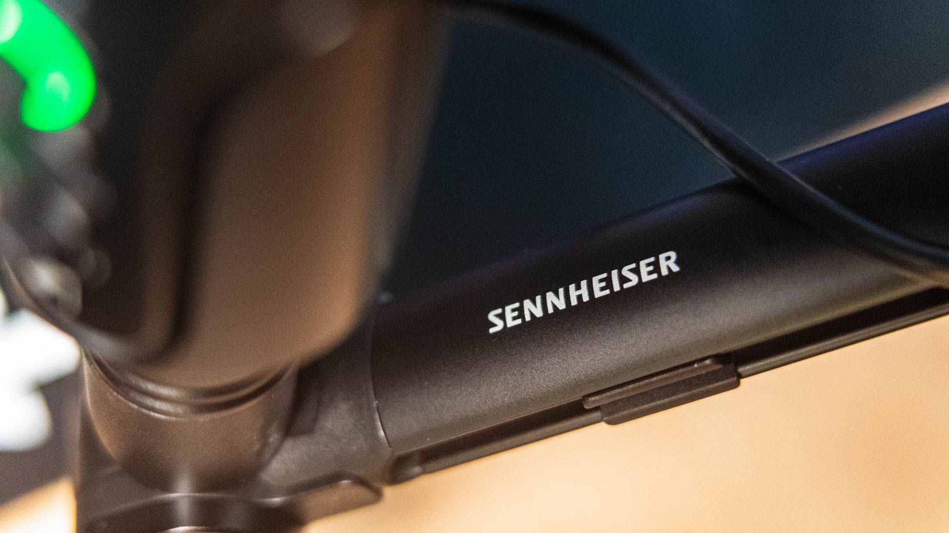 The Sennheiser logo on the Sennheiser Profile USB Mic