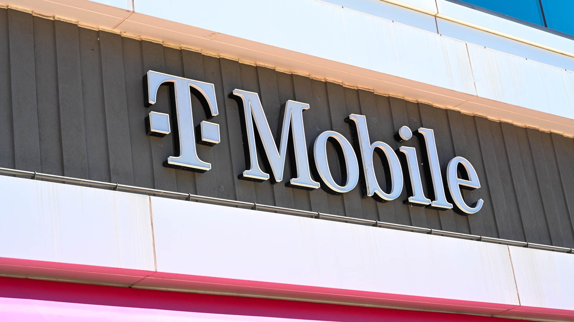 T Mobile store front in a downtown area