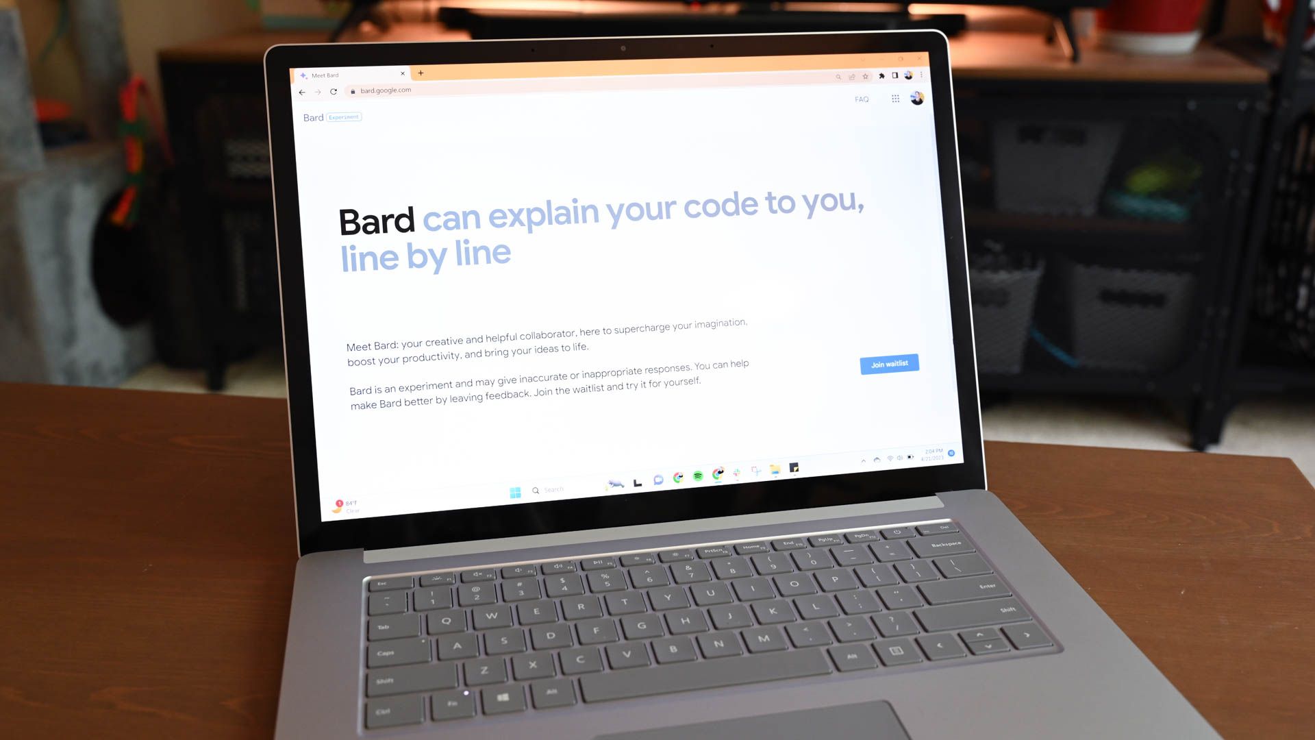 Google Bard webpage open on a laptop