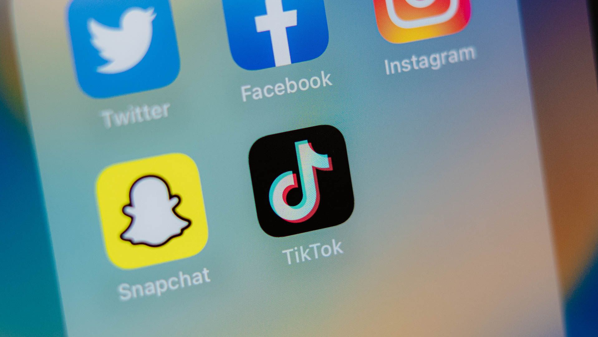 TikTok and other social media apps in an app folder.