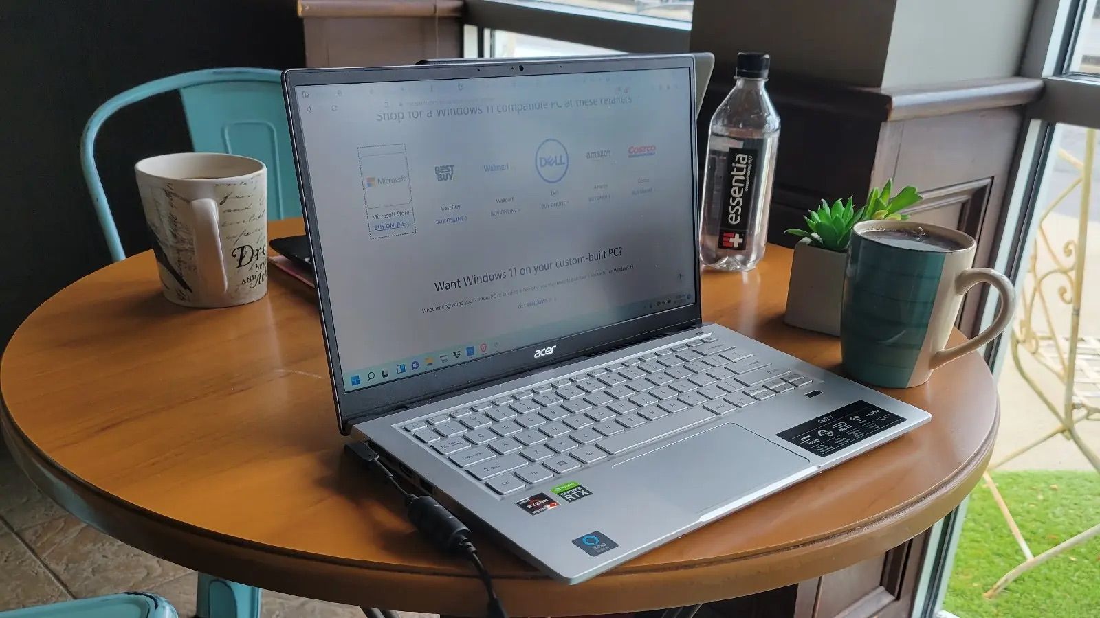 Acer Swift X laptop on a table