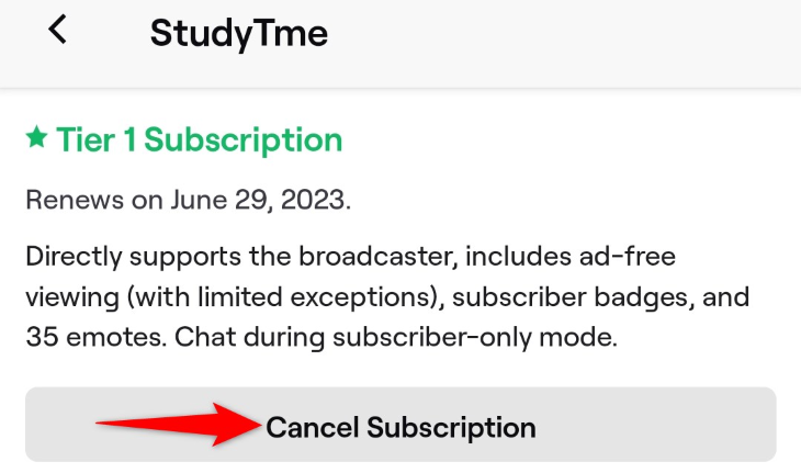 Select &ldquo;Cancel Subscription.&quot;