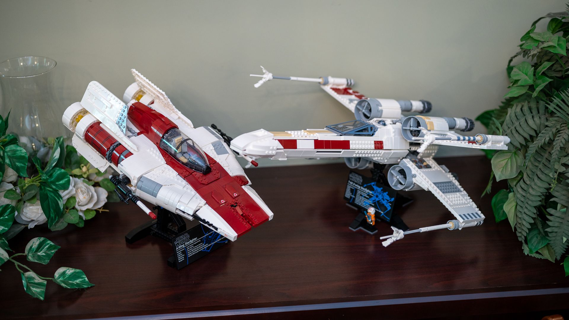 LEGO Star Wars UCS X-Wing Starfighter next to an A-Wing Starfighter