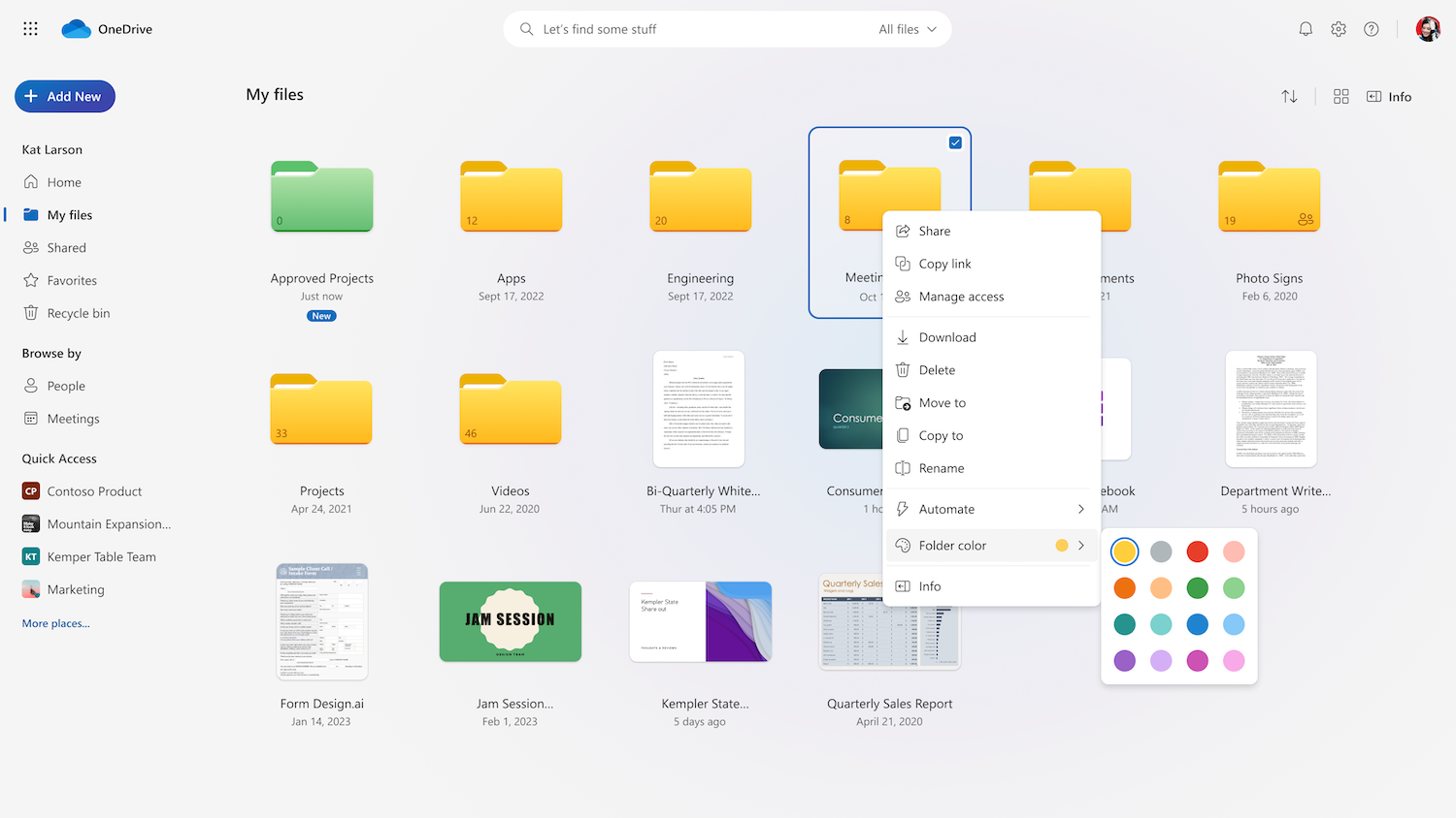 Screenshot of changing the folder color