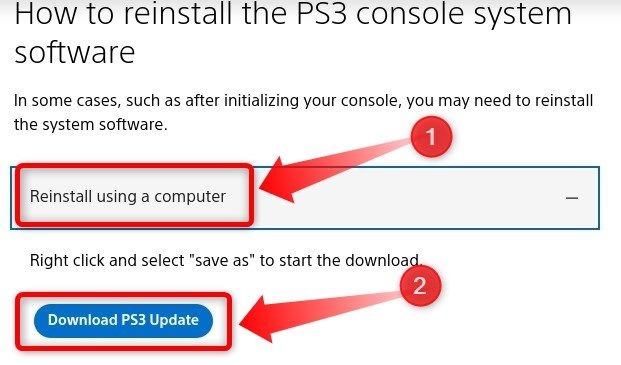 Scroll down the following page untill you arrive to the How to reinstall the PS3 console system software section. There, download the PS3 firmware